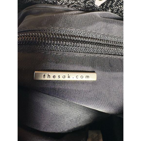 The Sak Crochet Knit Bucket Bag Lined Backpack Black 12" - Picture 13 of 16